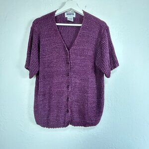 Prophecy By Sag Harbor Womens Purple Knit Cardigan Sweater 2X Silk Blend Buttons